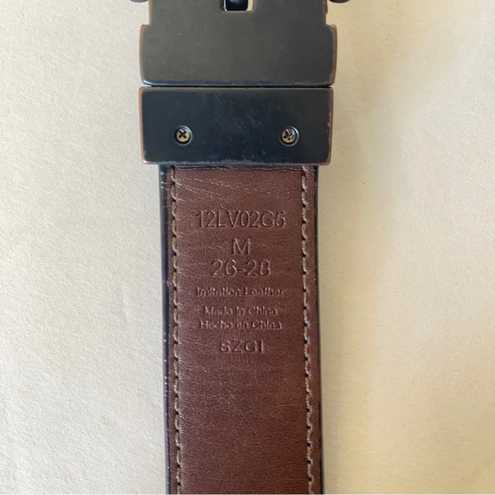 Levi Strauss Reversible Belt Black Brown Kids M 26-28 Vegan Leather Metal Buckle